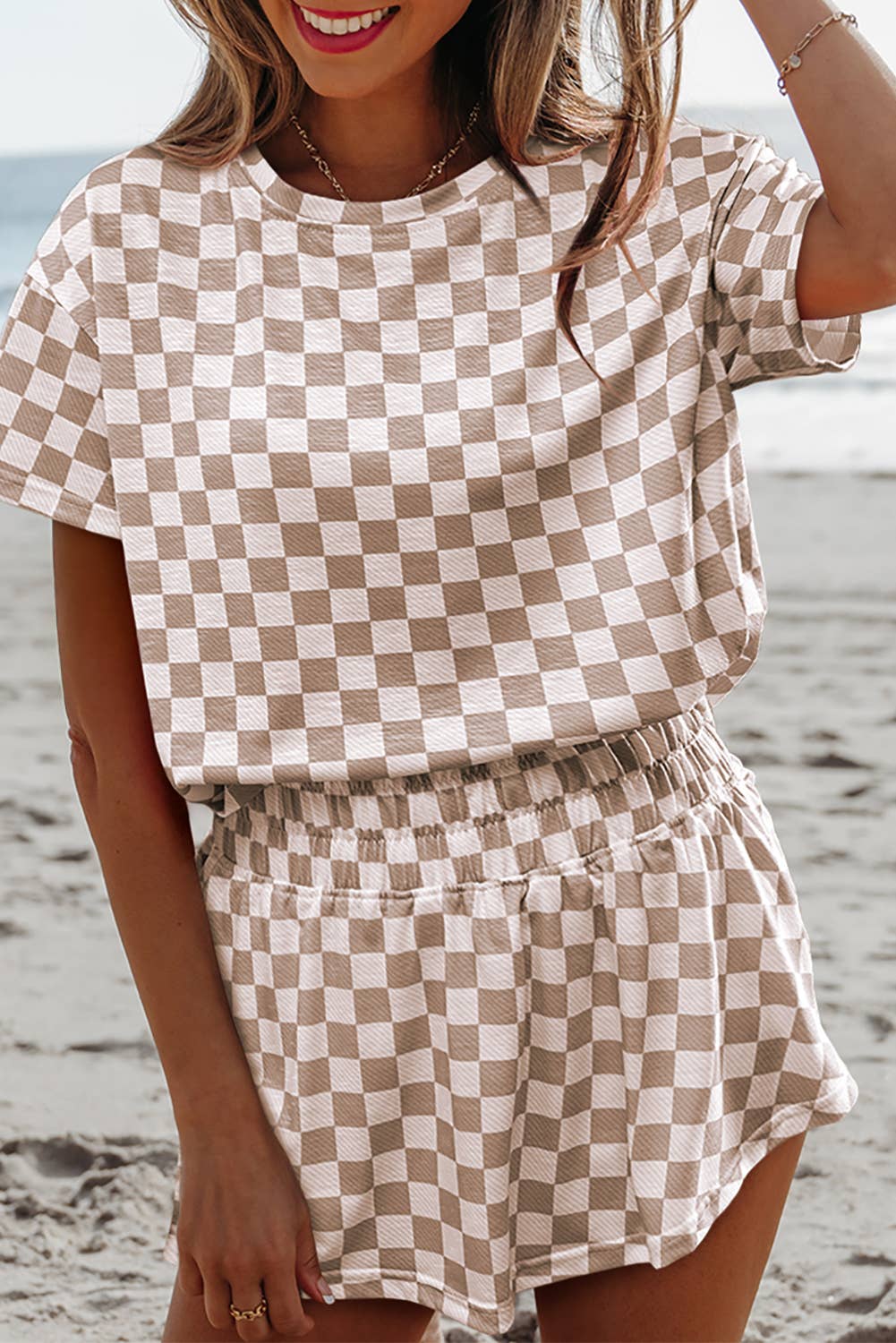 Aapparella - Wholesale Top & Skirt Set - Women's - Checkerboard Top & High Waist Skorts 2 Piece Set | S-XL0