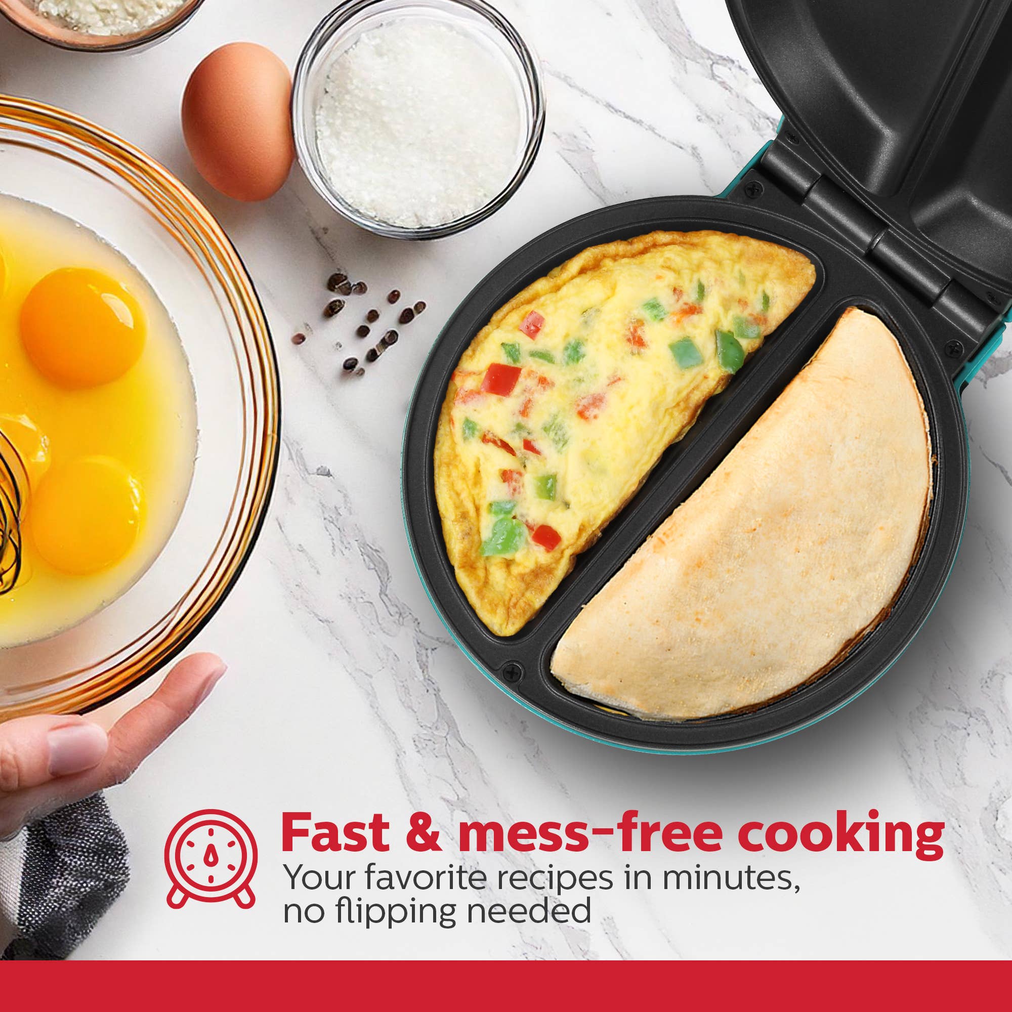 Holstein Housewares - Wholesale Kitchen Appliance - Easy Fast Breakfast Omelet Maker for Pancakes & Treats46