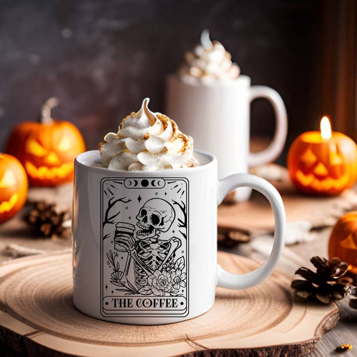 House Of Rodan - Wholesale Coffee Mug - The Coffee Skeleton Tarot Card - Coffee Mug KTJ070