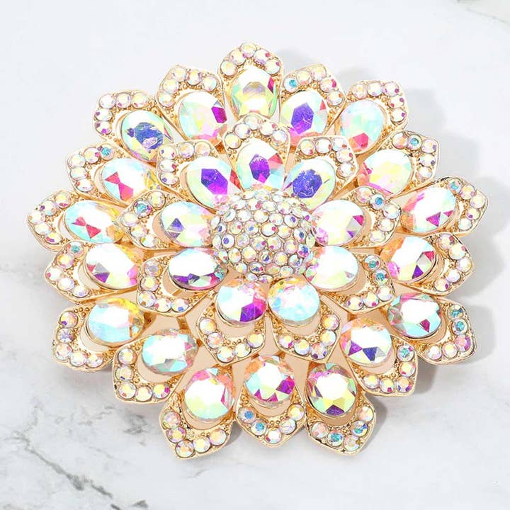 Sensibling Corp. - Wholesale Brooch - Glass Stone Embellished Flower Pin Brooch11