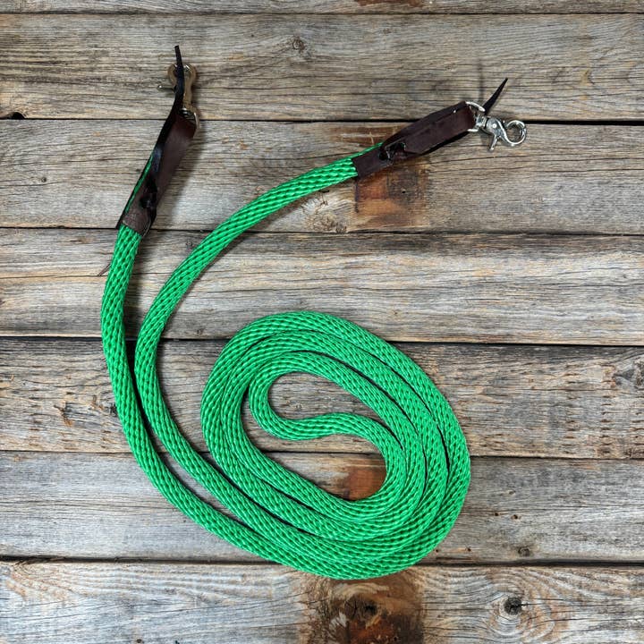 Rênes en nylon vertes pour course de barils #NR105 pour la vente par Rodeo Drive