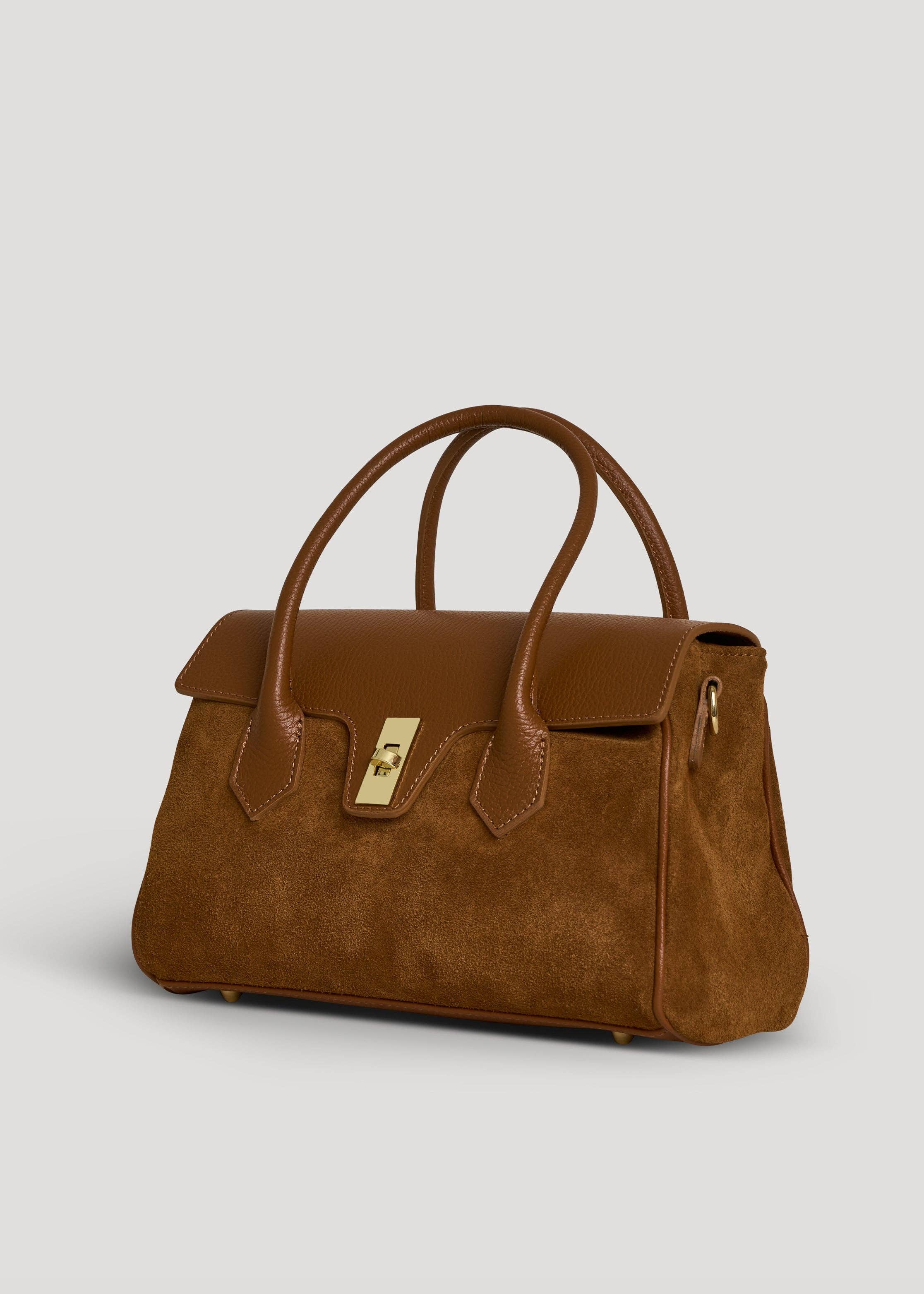 Voemièn - Wholesale Top Handle Bag - Women's - Cécile Bag in Tan Suede and Dollar Leather1