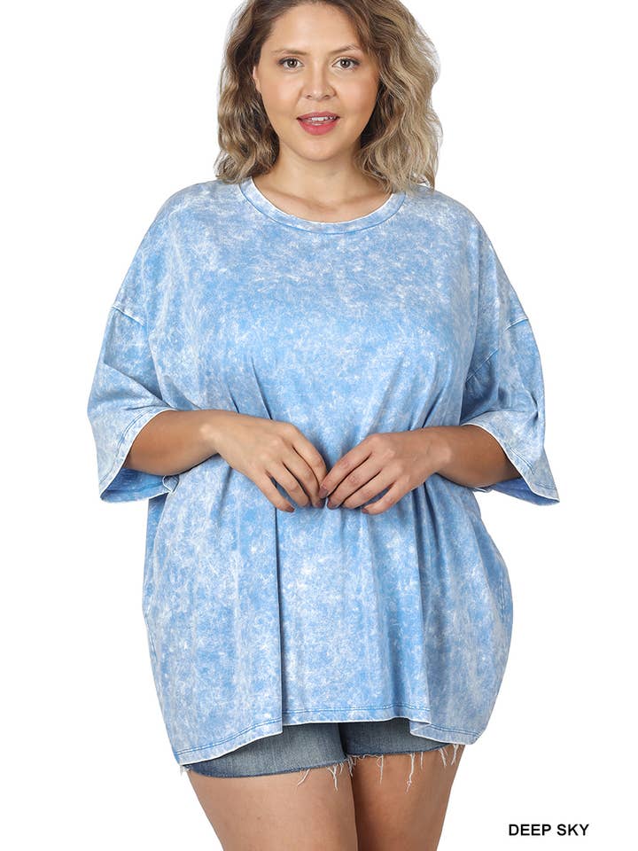 Vanilla Monkey - Wholesale Knit top – Women's - Plus Acid Wash Cotton Boyfriend Box Tee