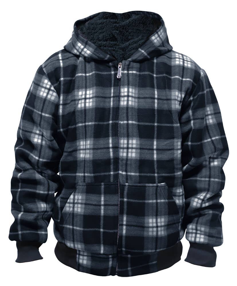 Generation XYZ – wholesale Sweatshirt – Men's – Men's Plaid Sherpa Lined Sweatshirt[HF-MFJ-185X]1