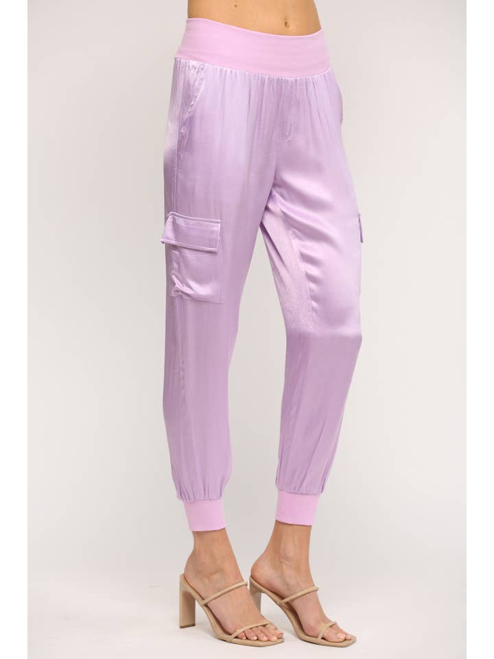 FATE - Vente Pantalon – femme - Pantalon jogger cargo en satin FP317624