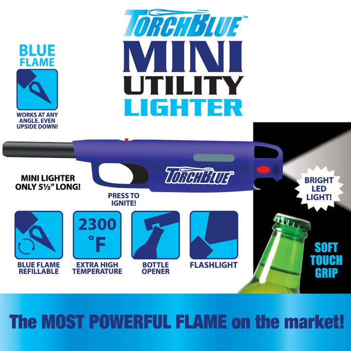 Novelty Brands - Wholesale Retailer Display - Home & Living - Torch Blue Assorted Torch Lighter 3 Tier Countertop Display 7