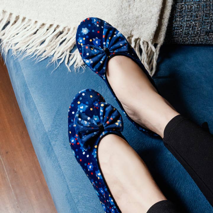 flowers Women's indoor ballerinas in printed velvet - CF0145 for wholesale on Faire1