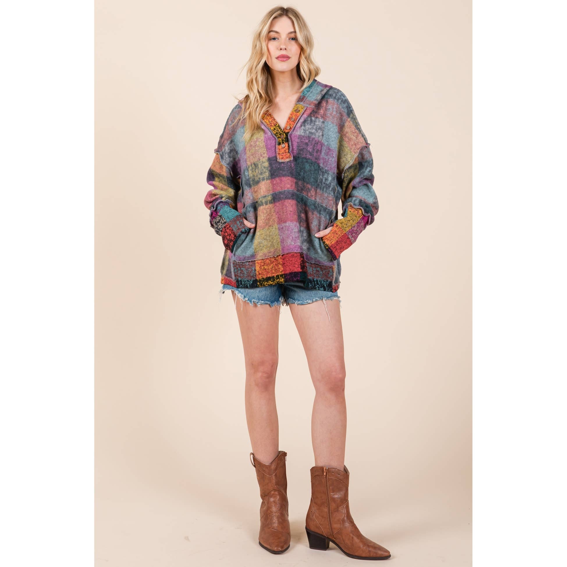 Mapcie - Wholesale Jacket - Women's - MULTI PLAID PULL OVER WITH POCKETS8