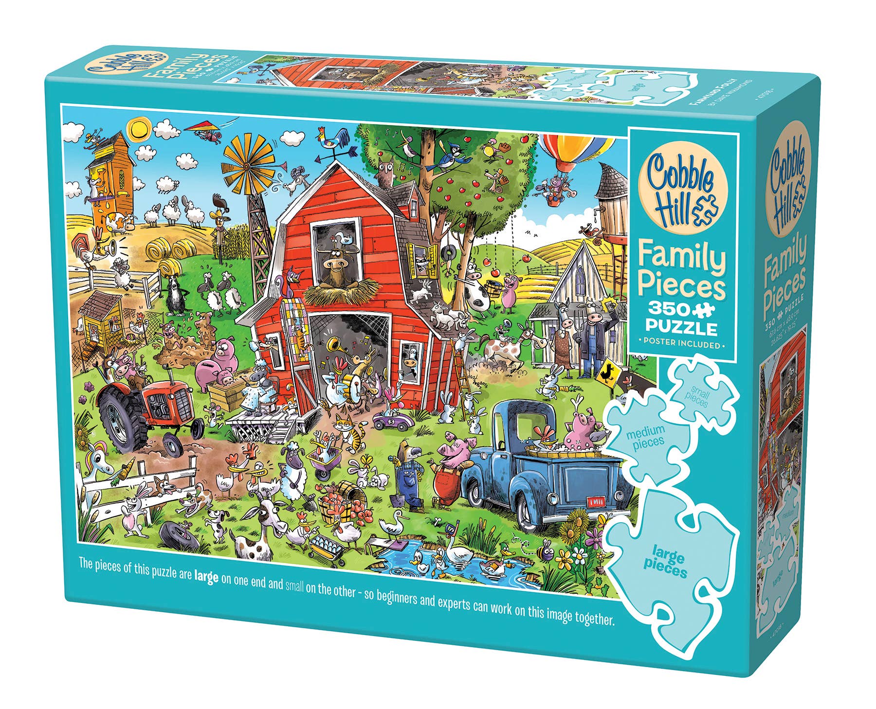 Outset Games and Cobble Hill Puzzles - Wholesale Puzzle - Adult - Farmyard Folly (Family) 350pc puzzle
