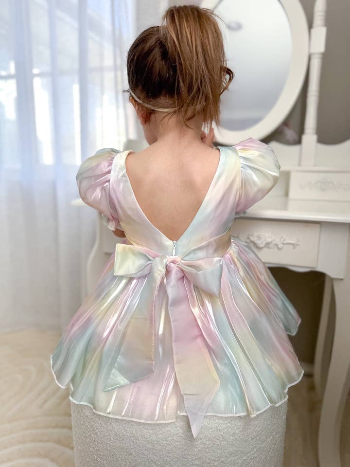 A Little Lacey - Wholesale Dress – Kids - Anastasia Girls Rainbow Organza Dress5