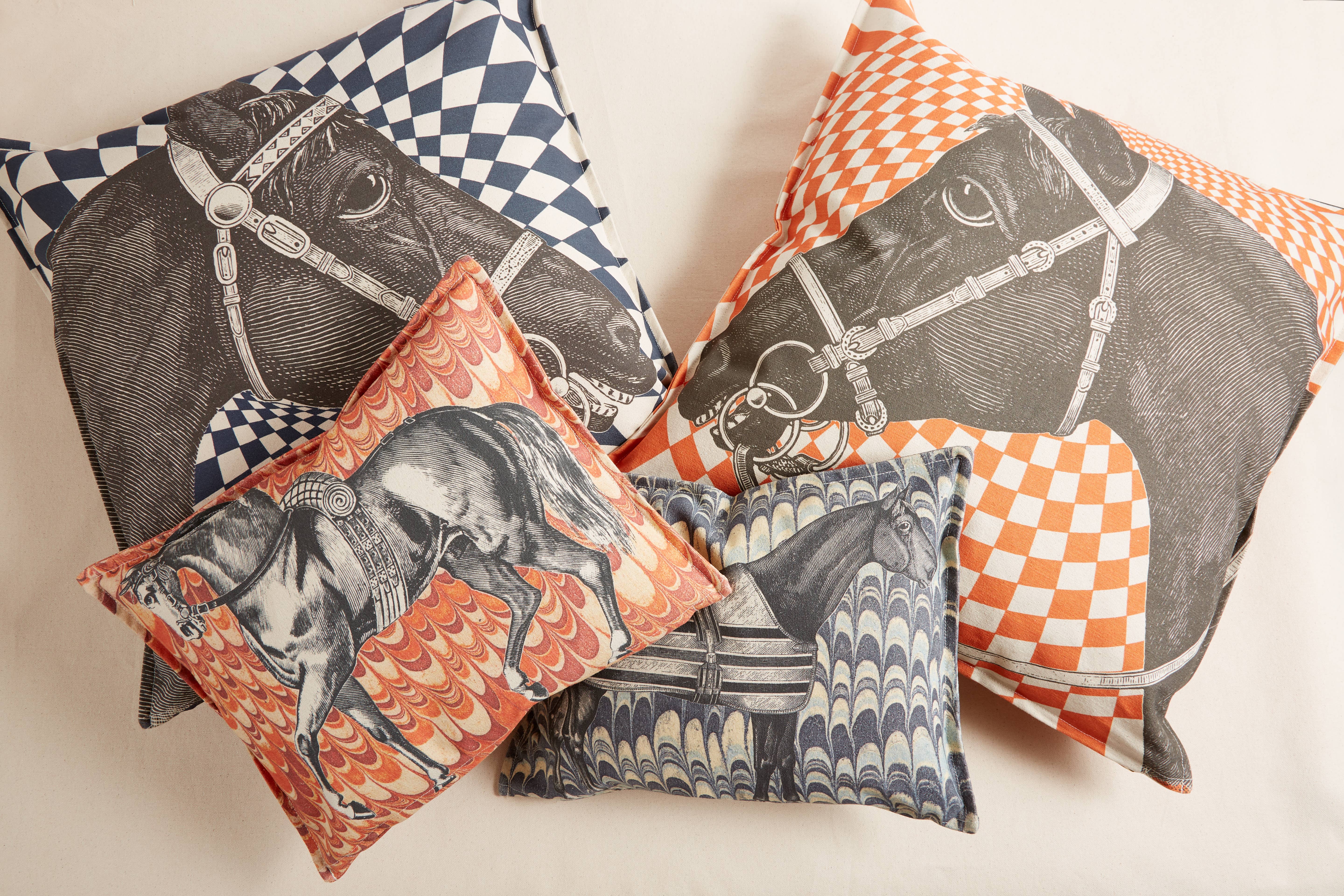 THOMASPAUL - Vente Coussin décoratif - COUSSIN OPTIQUE EQUUS ORANGE 22"X22"5