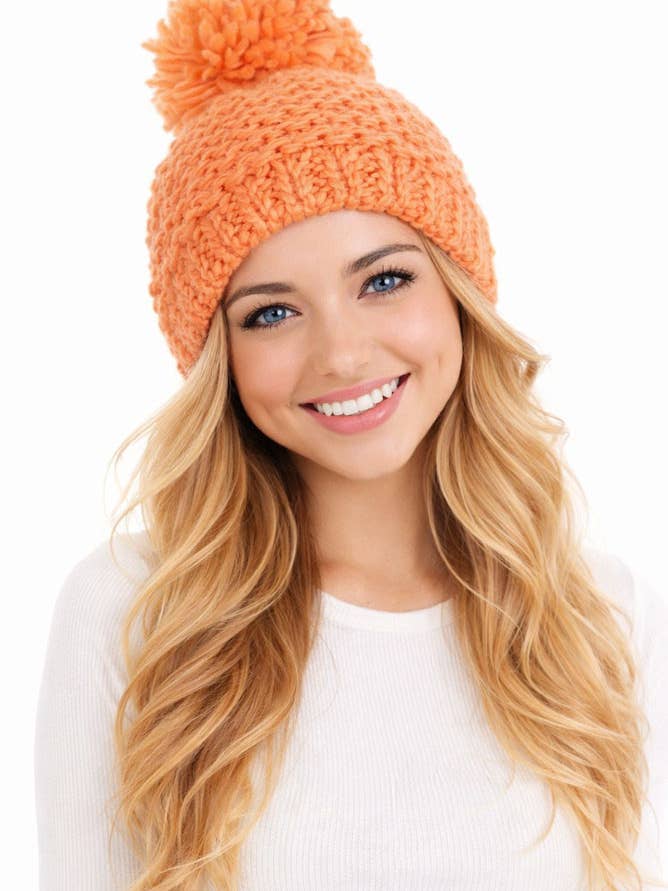 Pom Pom Knit Beanie Winter Hat for wholesale by Hana