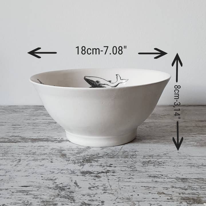 Cerámics & co - Venta al por mayor Bol de mesa - Cuenco para ramen con cuchara y palillos, "Fauna marina"