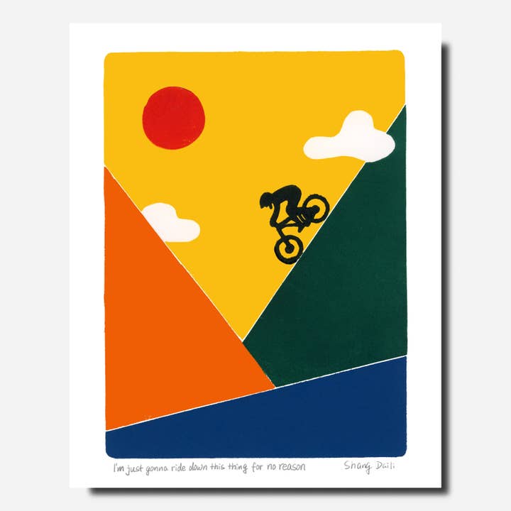 Cycling Art Print - just gonna ride down this for wholesale by ShangDaili