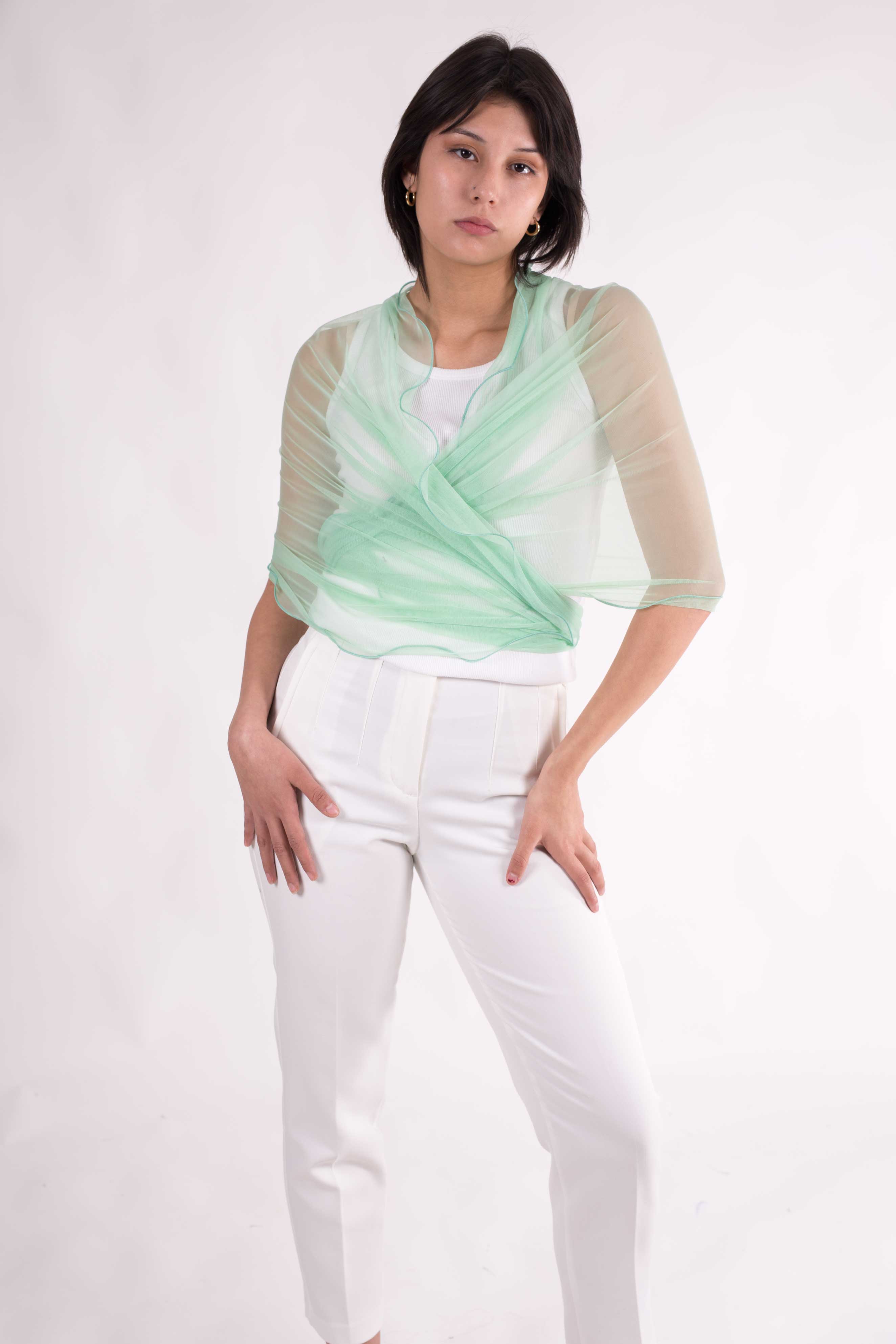 MR Complements - Vente Écharpe – femme - Châle en tulle grande taille aux bords ondulés76