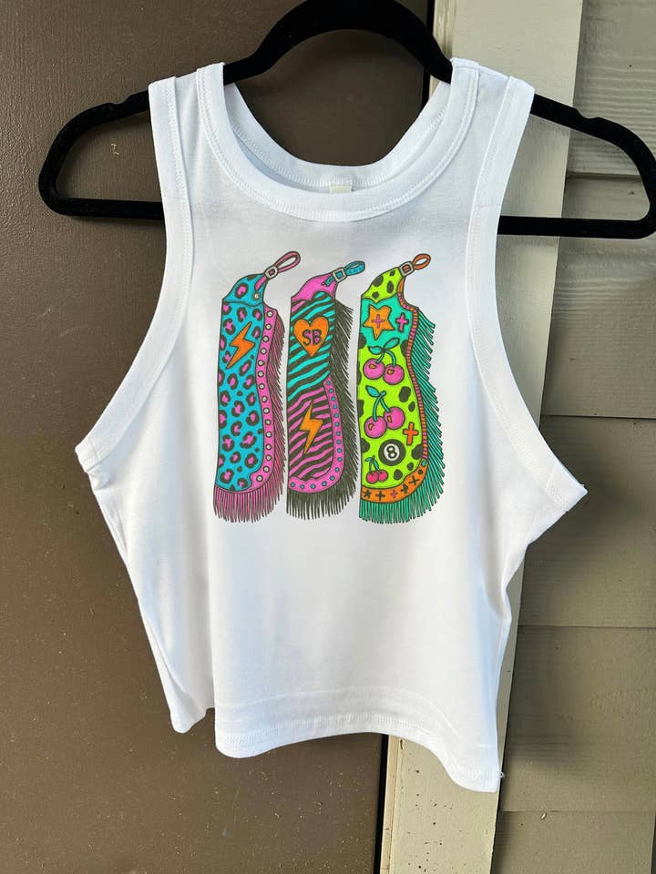 Cowgirl Chaps Cropped Tank for wholesale by Gunpowder and Glam Boutique