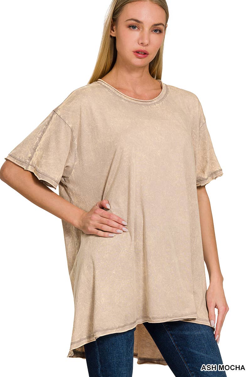 42POPS – wholesale T-shirt – women's – "._ SI-25351 Vintage Washed Short Sleeve Top As shown4