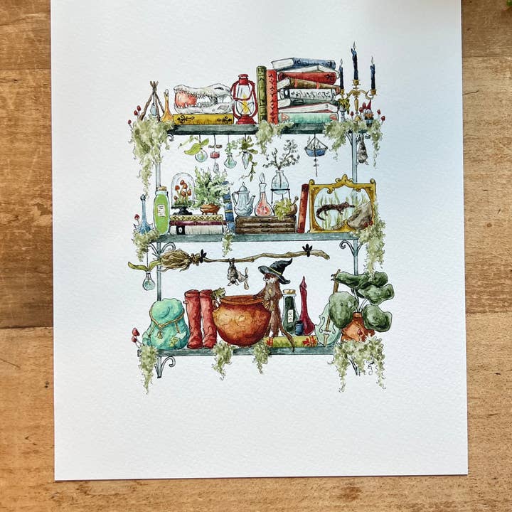 Lizzy Gass - Wholesale Art Print - The Swamp Witch's Shelves Giclée Print