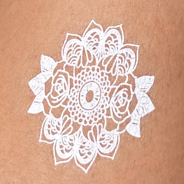 white mandala temporary tattoo (2 tattoos) for wholesale by encredelicate
