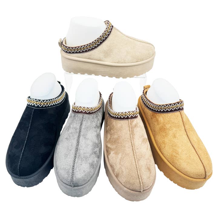 Warmer Slide-on aus Wildleder mit Futter und Plateausohle für Damen für den Großhandel von Rentoes