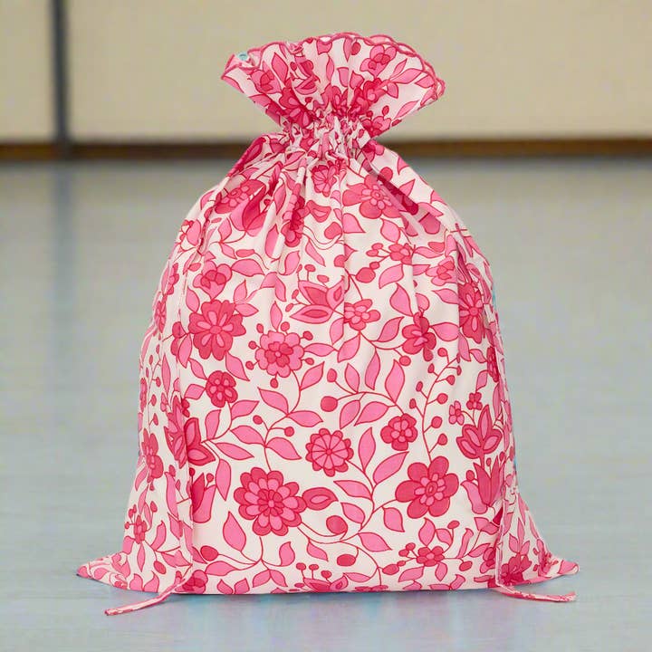 Bridie & Bert - Wholesale Laundry Bag - Floral Drawstring Laundry Bag | Fuchsia