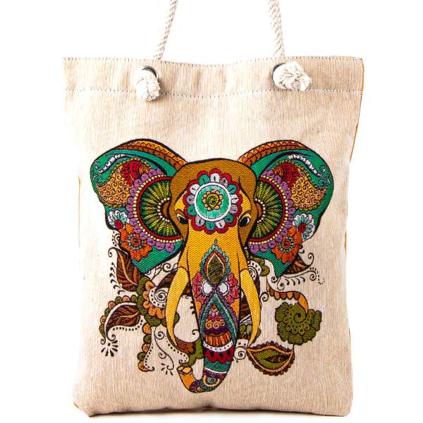 CRETE TRADING INC - Wholesale Tote Bag - Women's - Vintage Tapestry Shoulder Bag  Elephant Pattern0