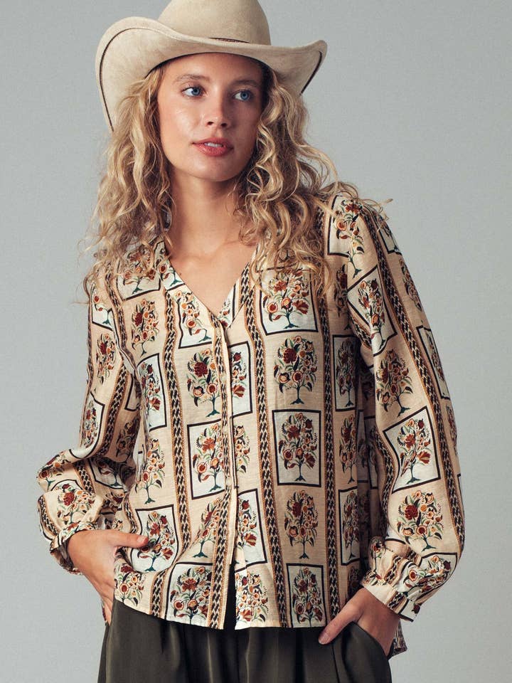 Floral Frame Print Blouse for wholesale by Fashion Week