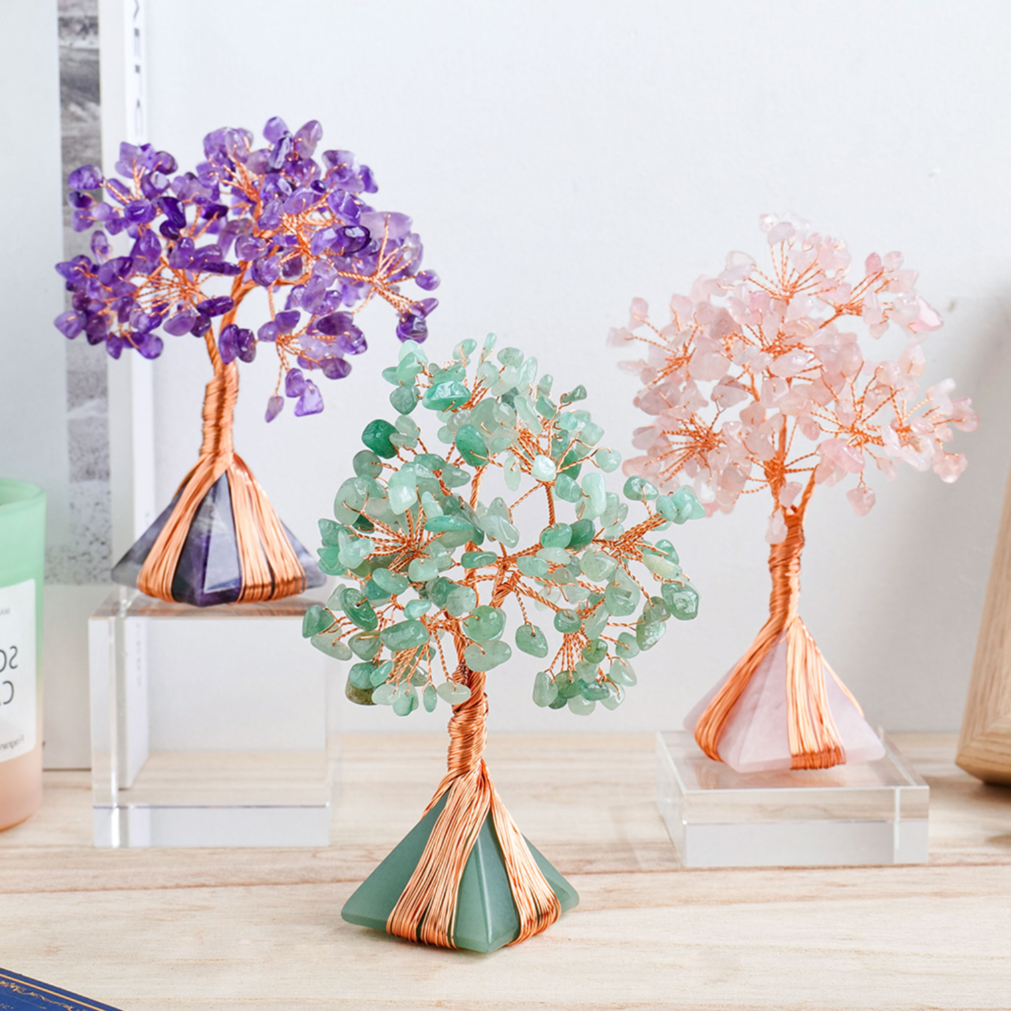 Crystolver (We Cover All Import Fees) - Vente Décorations de table - Sculpture Arbre de Vie sur base pyramide en cristal11