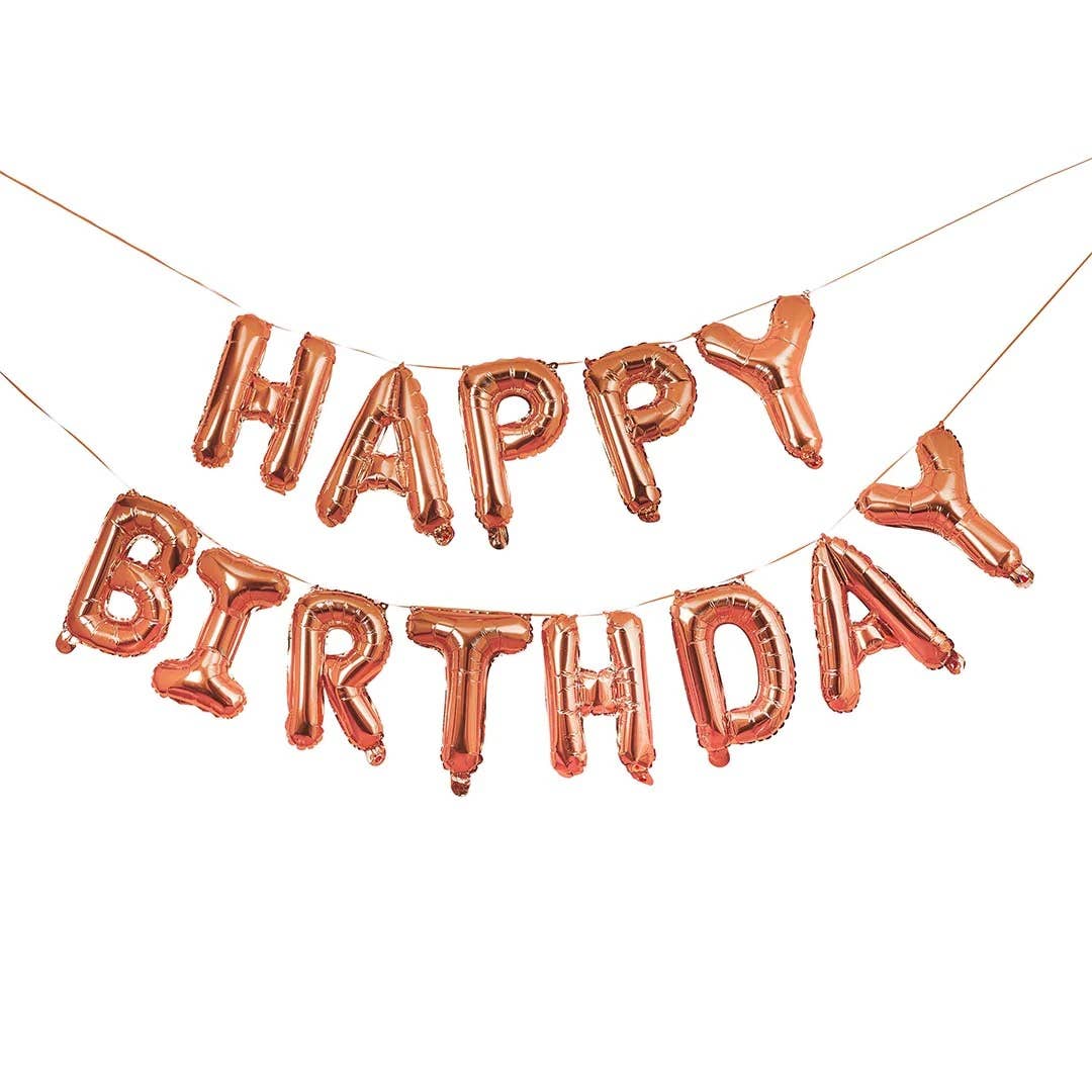 Hootyballoo by Club Green - Wholesale Bunting/Garland - Rose Gold 'Happy Birthday' 16" Foil Balloon Garland1