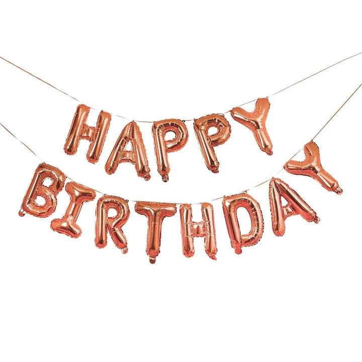 Hootyballoo by Club Green - Wholesale Bunting/Garland - Rose Gold 'Happy Birthday' 16" Foil Balloon Garland1