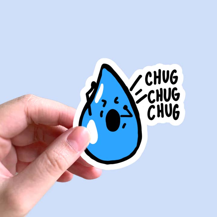 Chug Water Sticker for wholesale by Mister Lychee Co