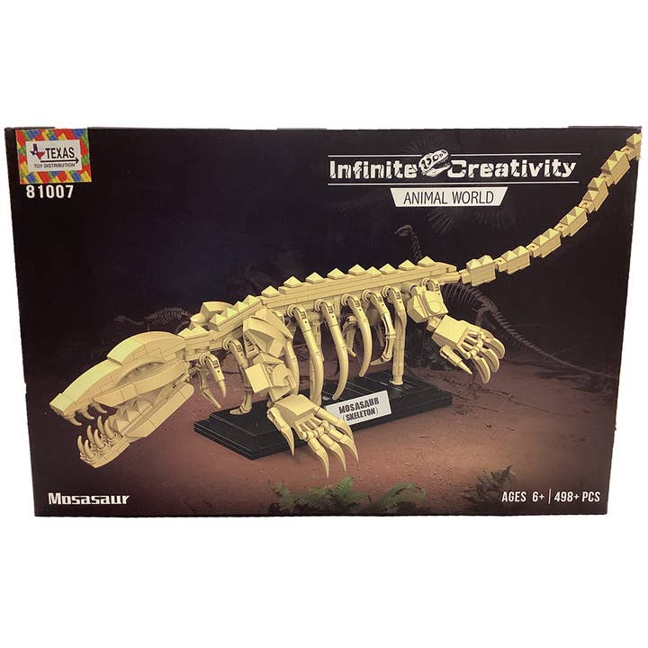 Mosasaur Skeleton Dinosaur Building Brick Kit (498 pcs) for wholesale by Texas Toy Distribution
