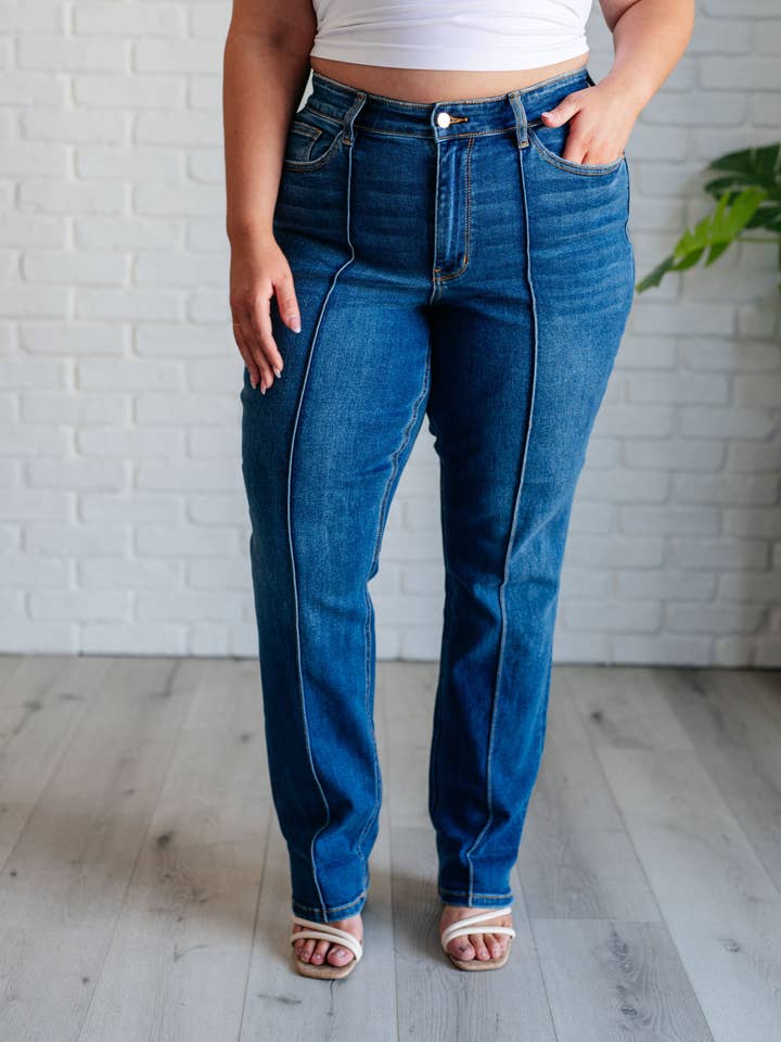 Avenue Wholesale - Wholesale Jeans - Women's - Judy Blue High Rise Center Seam Detail Straight Jeans
