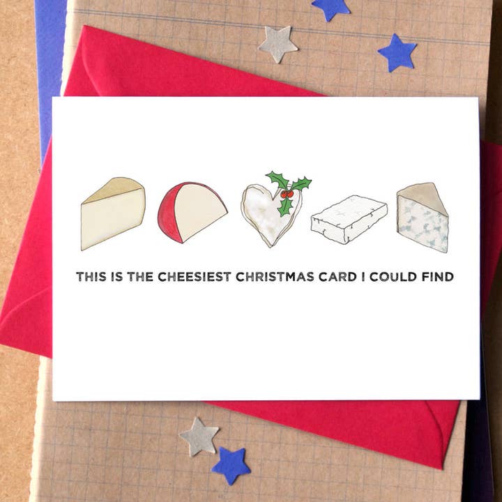 Carte de Noël Cheesy pour la vente par Becka Griffin Illustration