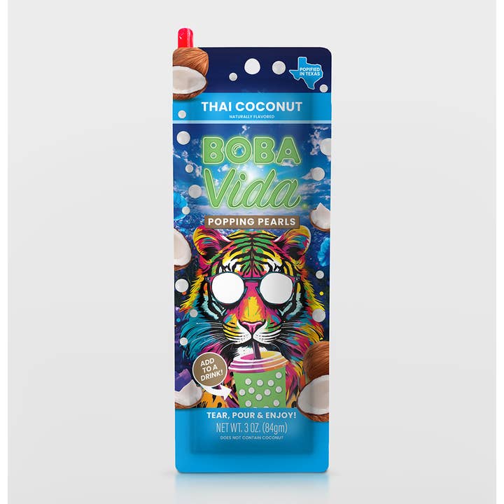 Grandpa Joe's Candy Shop - Wholesale Beverage Mix - Boba Vida Popping Pearls, Thai Coconut, 10ct