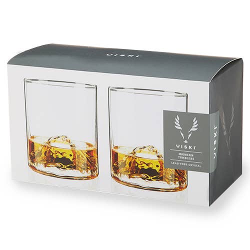 Viski - Wholesale Cocktail/Liquor Glass - Pacific Northwest Mountain Themed Crystal Tumblers -Set of 2