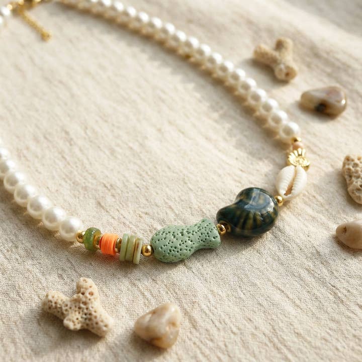 Ocean Charm Beaded Necklace for wholesale by Verna Artisan Works