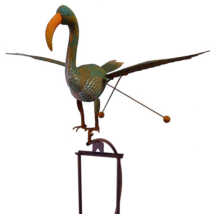 Piquet de jardin rustique en forme de héron rustique en métal pour la vente par Continental Art Center