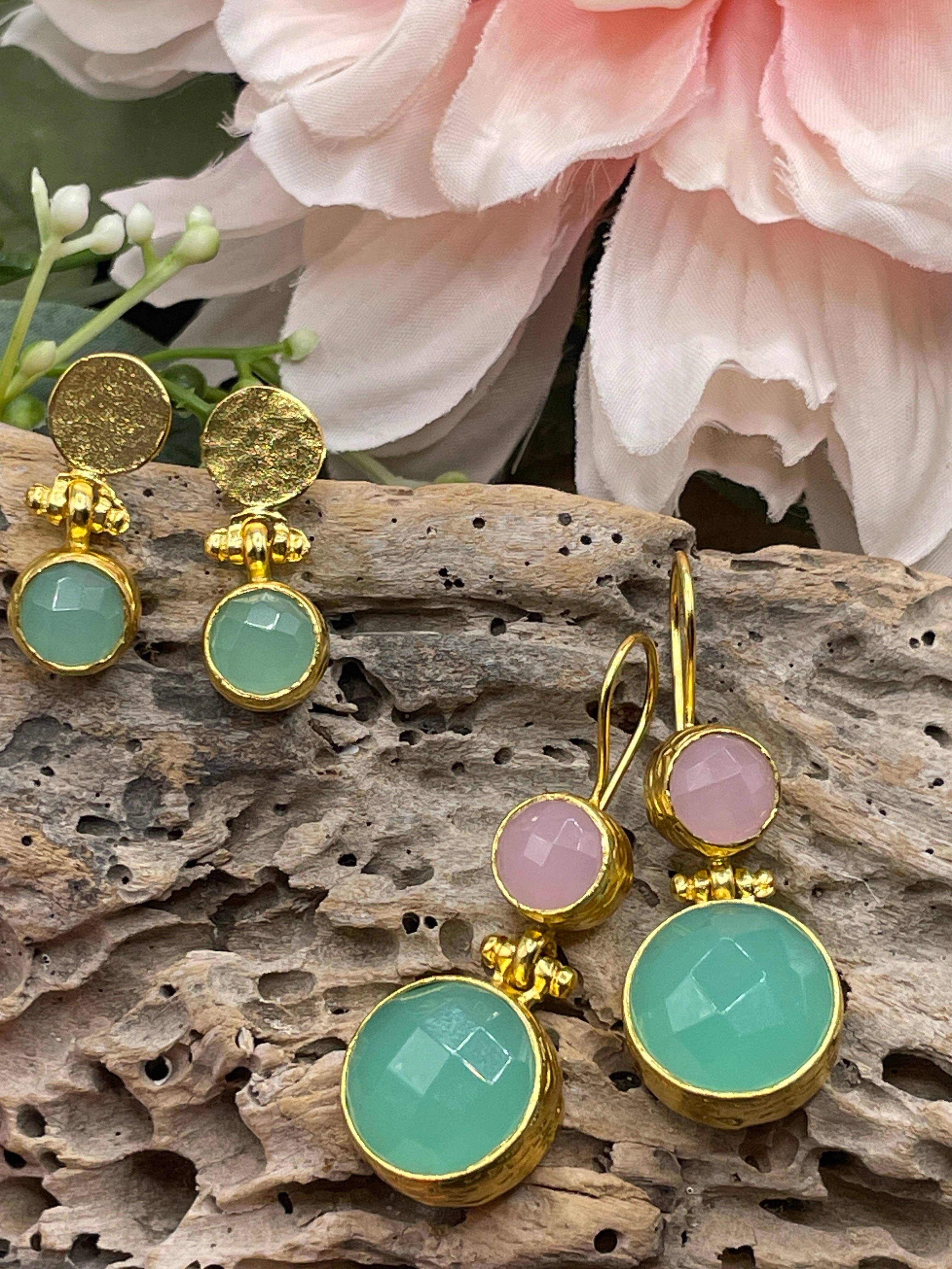 Kipepeo - Wholesale Dangle Earrings - Circle Double Stone Earrings1
