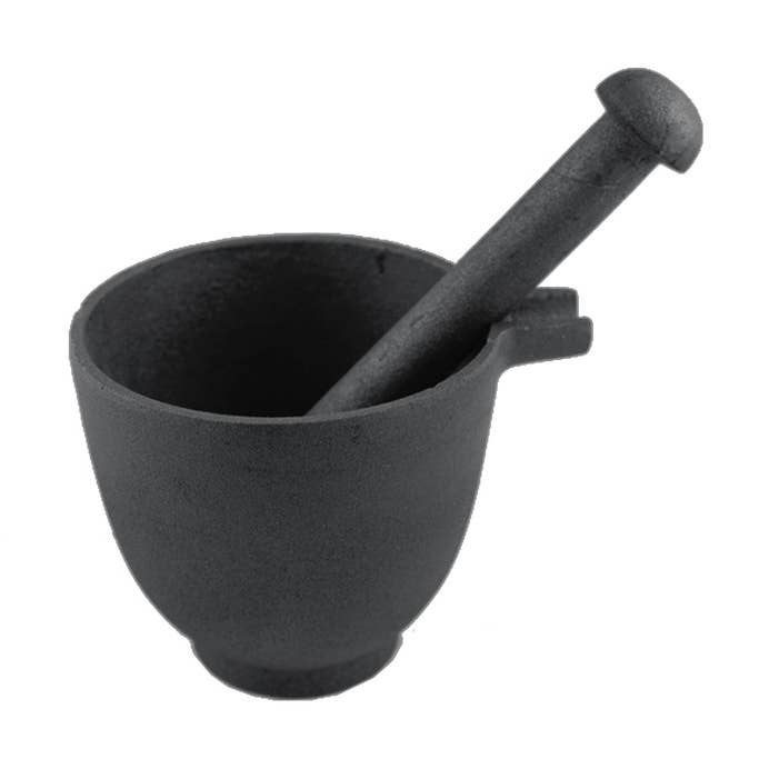 Ciotola per mortaio e pestello in ghisa (9,8 pollici) per la vendita all'ingrosso da parte di Designs by Deekay Inc.