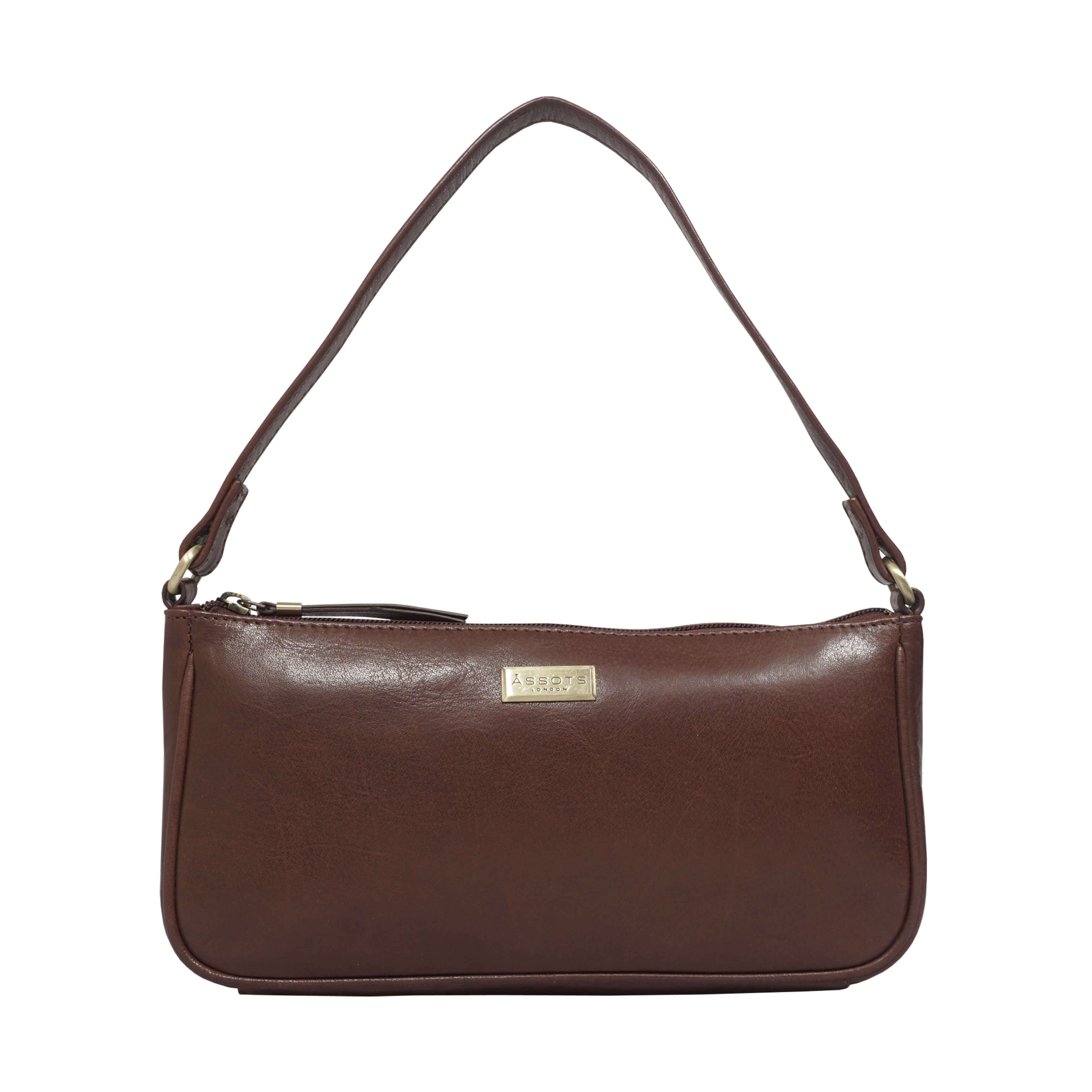 Assots London – wholesale Shoulder bag – women's – 'ZARA' Brown Smooth Real Leather Baguette Shoulder Bag5