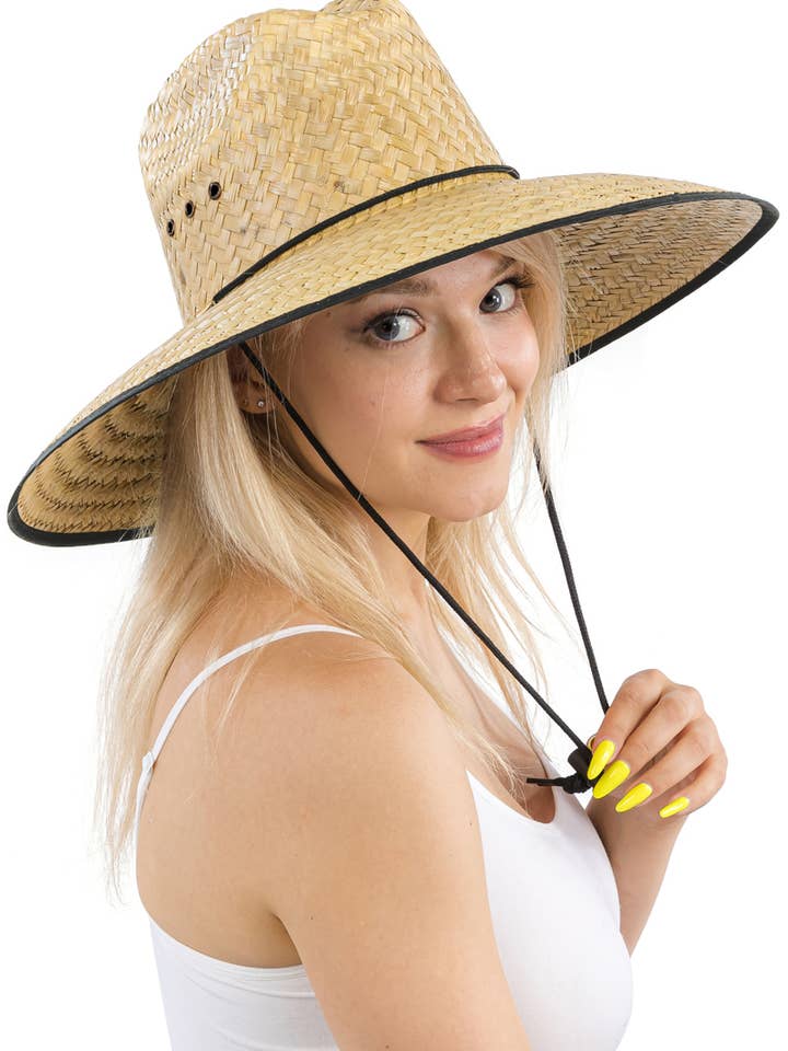 Gorro de salvavidas Quarterhorse de paja con ala ancha para venta al por mayor de Cap Zone