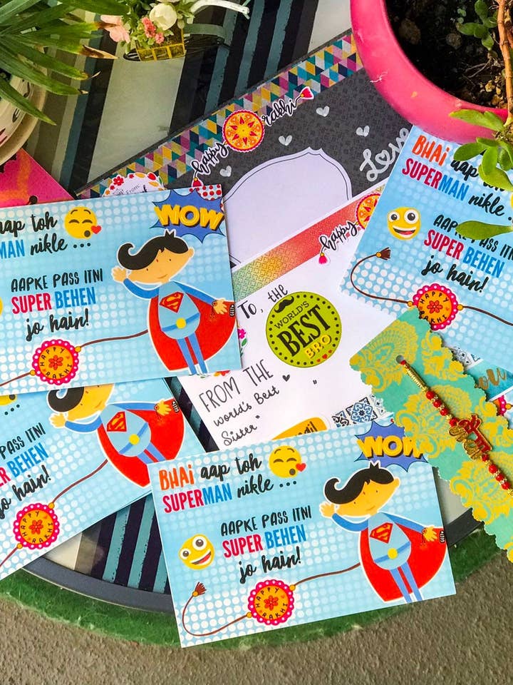 Postales Raksha Bandhan | Rakhi | Tarjetas Rakhi divertidas para venta al por mayor de Artful Geet Creations