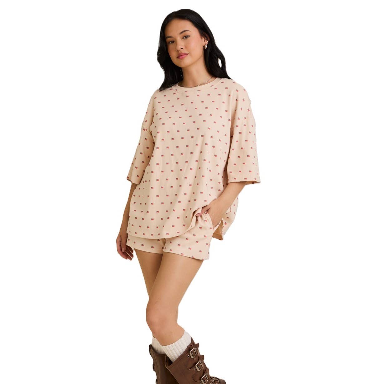 CREAM Chill in Stars and Stripes with This Oversized Tee and Short for wholesale on Faire0