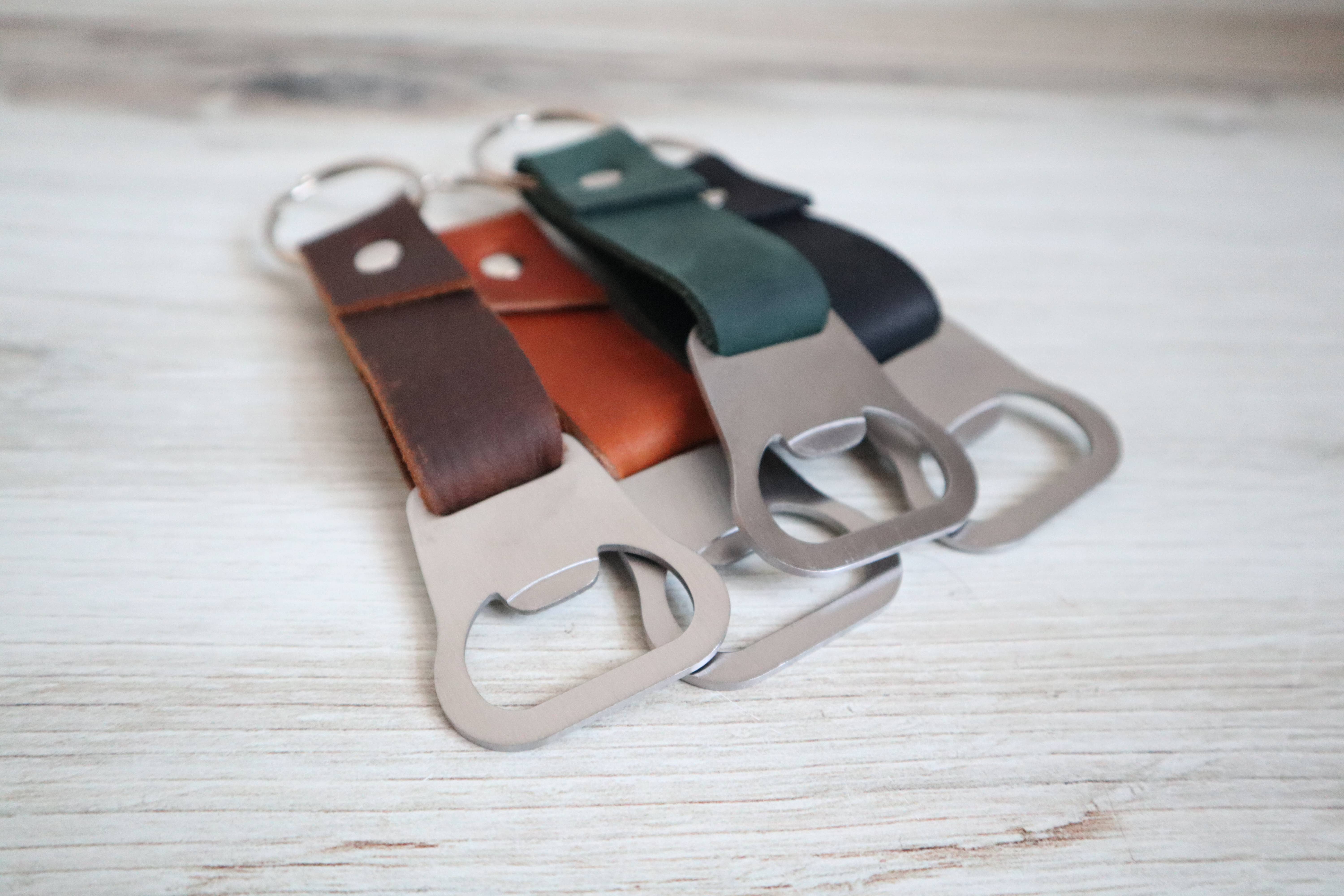Blu Mountain Co - Wholesale Keychain - Unisex - Custom Leather Bottle Opener Custom Text Keychain6