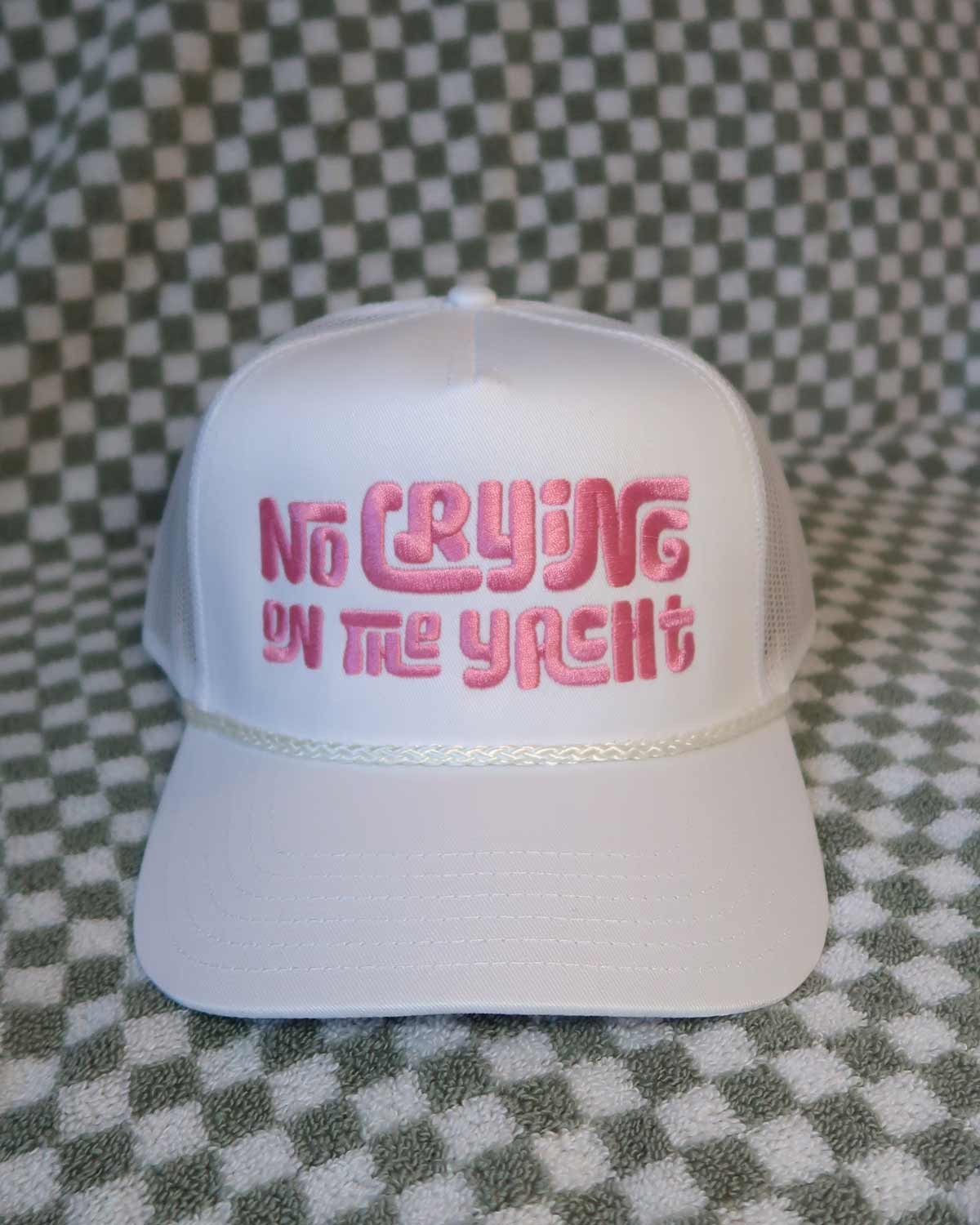 Sundrop - Wholesale Trucker Hat - Women's - No Crying on the Yacht White + Pink Rope Trucker Hat1