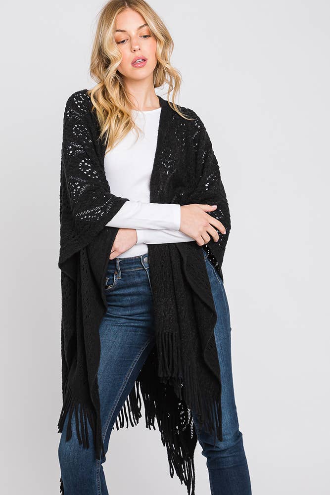 Hana - Wholesale Cardigan - Dames - Paisley Pattern Fringe Ruana23