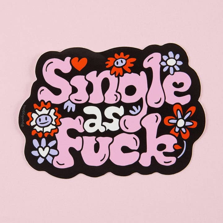 Autocollant vinyle Single as Fuck pour la vente par Punky Pins