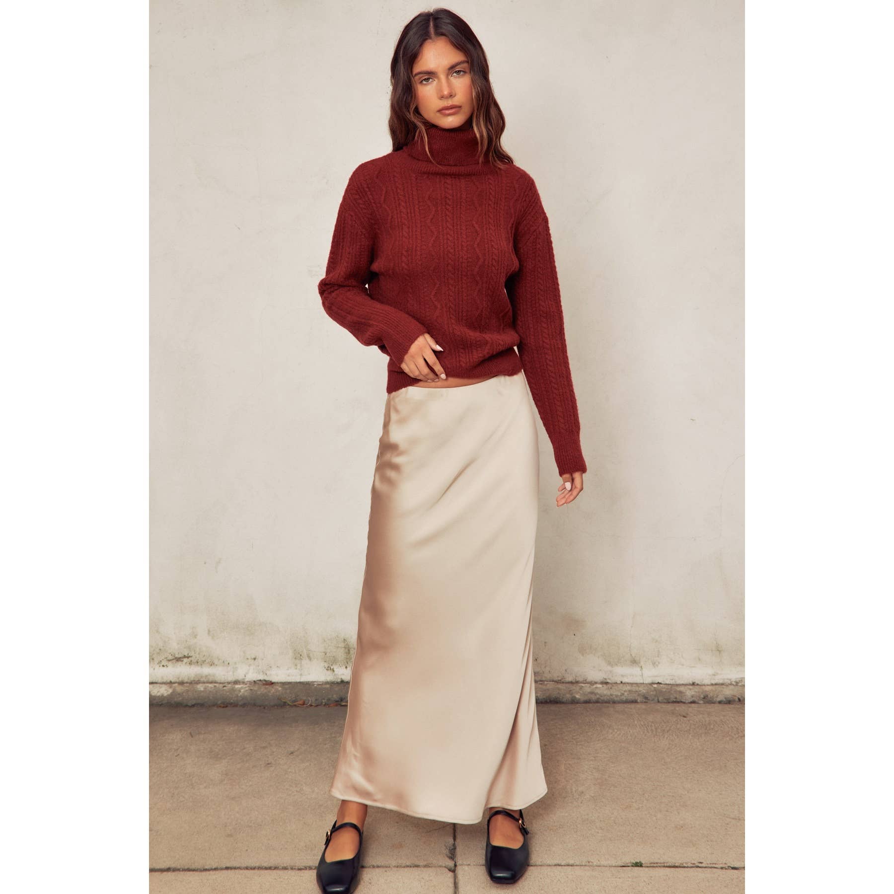 Dress Forum - Wholesale Knit Sweater - Women's - Fluffy Cable Detail Turtle Neck Sweater13