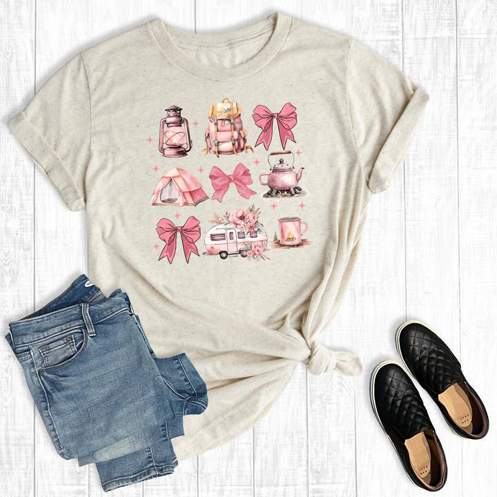 Western Coquette Camping Collage Graphic Tee for wholesale by The Way Down South